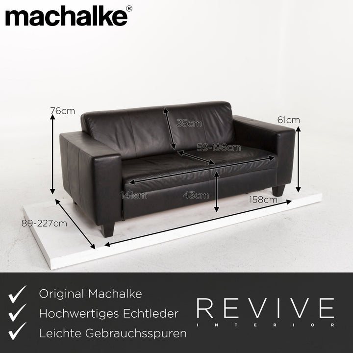 Machalke Leder Schlafsofa Schwarz Zweisitzer Sofa Schlaffunktion Couch #13076