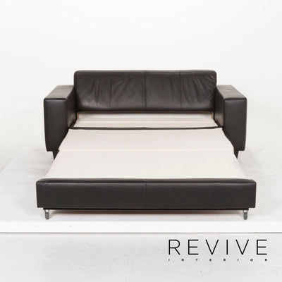 Machalke Leder Schlafsofa Schwarz Zweisitzer Sofa Schlaffunktion Couch #13076