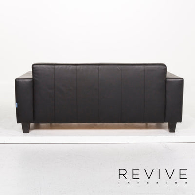 Machalke Leder Schlafsofa Schwarz Zweisitzer Sofa Schlaffunktion Couch #13076