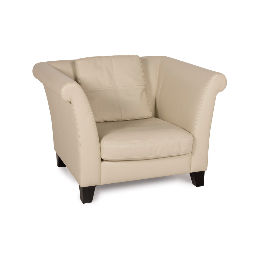 Fauteuil en cuir Machalke crème