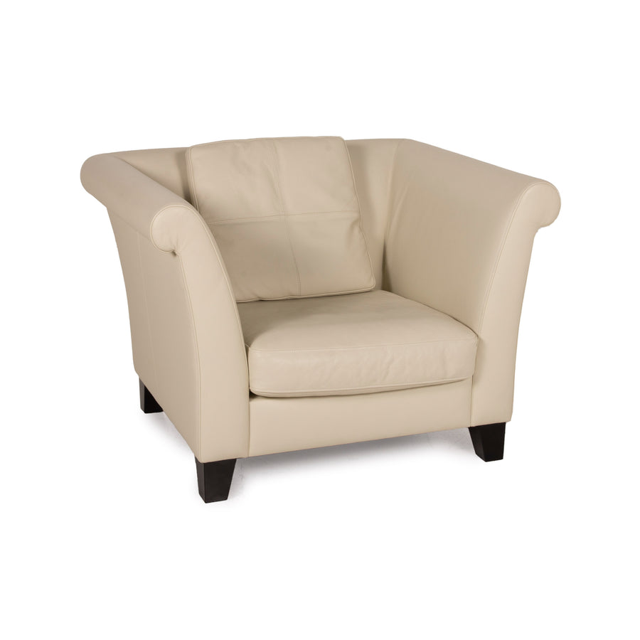 Fauteuil en cuir Machalke crème