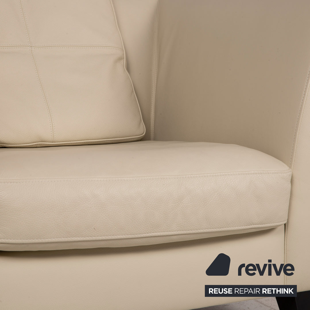 Fauteuil en cuir Machalke crème