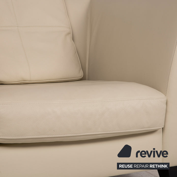Fauteuil en cuir Machalke crème