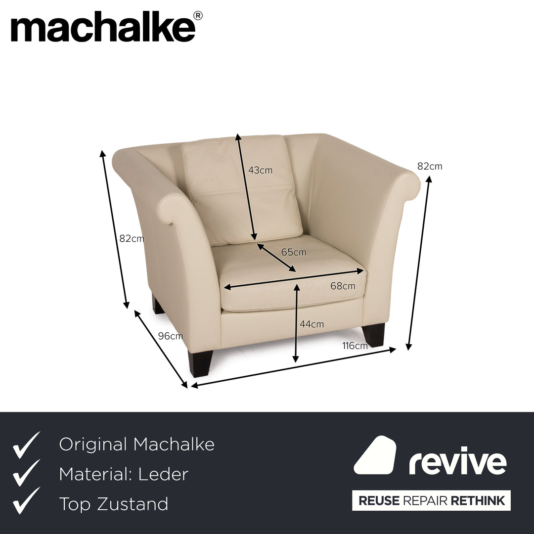 Fauteuil en cuir Machalke crème