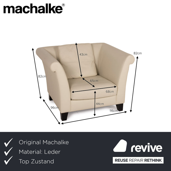 Fauteuil en cuir Machalke crème