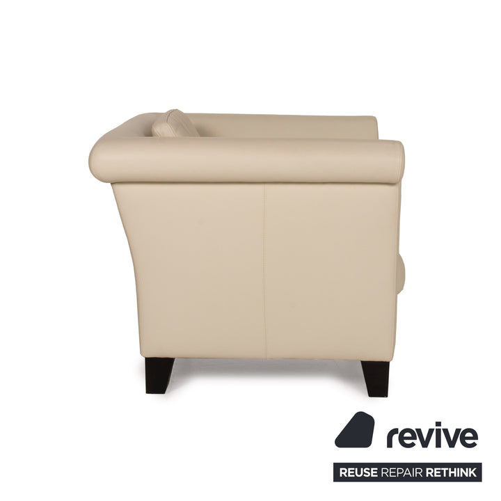 Fauteuil en cuir Machalke crème