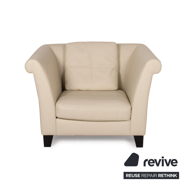 Fauteuil en cuir Machalke crème