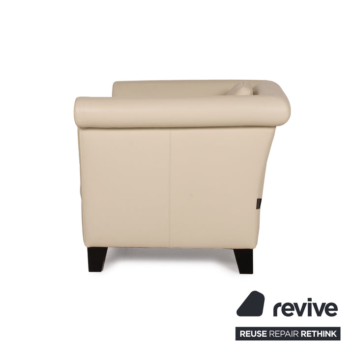 Fauteuil en cuir Machalke crème