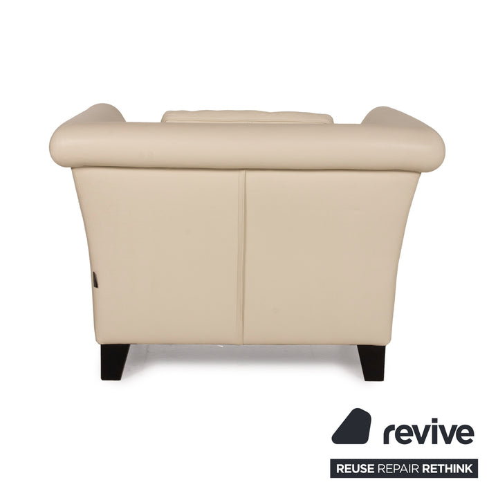 Fauteuil en cuir Machalke crème