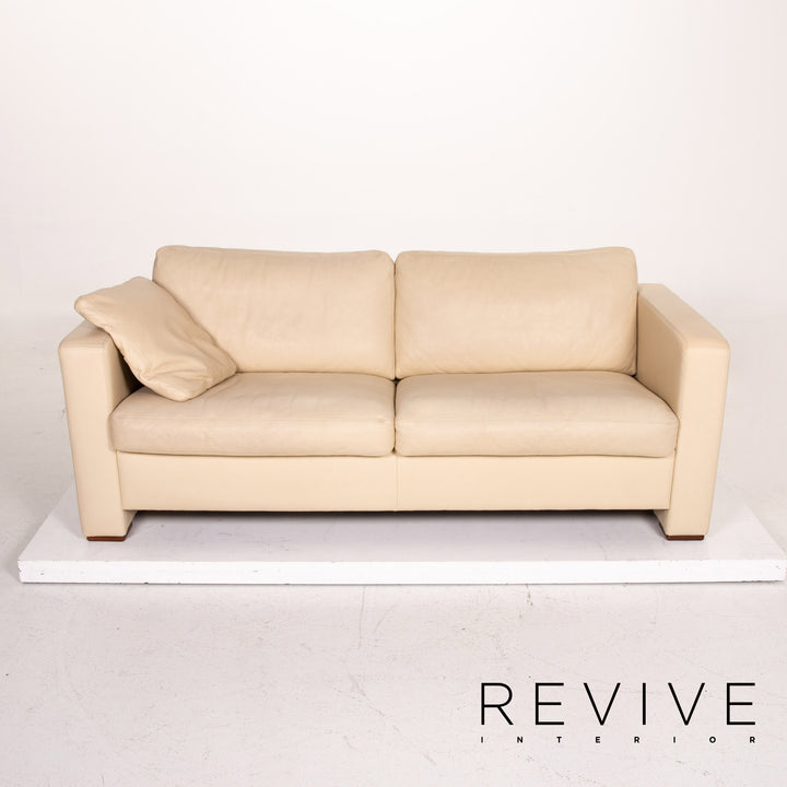 Canapé en cuir Machalke beige canapé trois places #14786