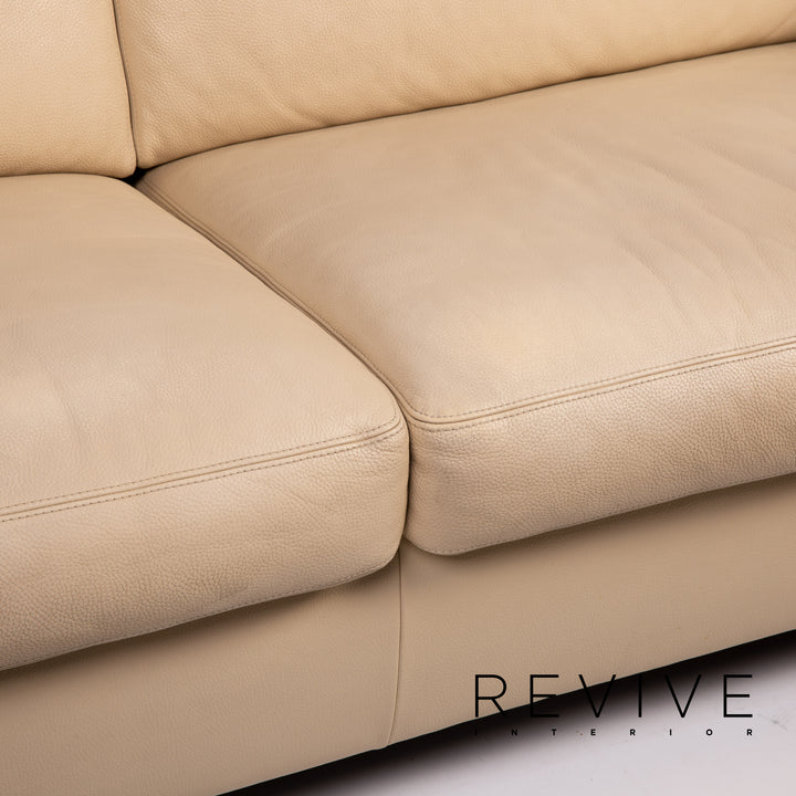 Canapé en cuir Machalke beige canapé trois places #14786
