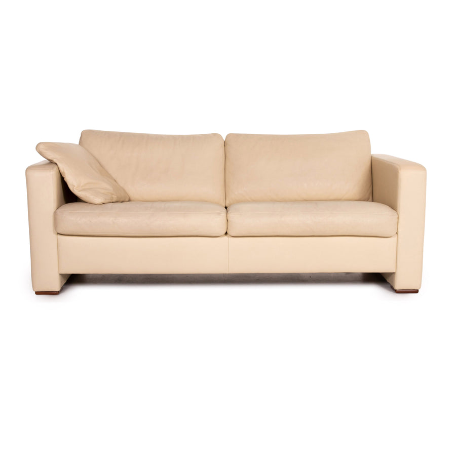 Machalke Leather Sofa Beige Three Seater Couch #14786