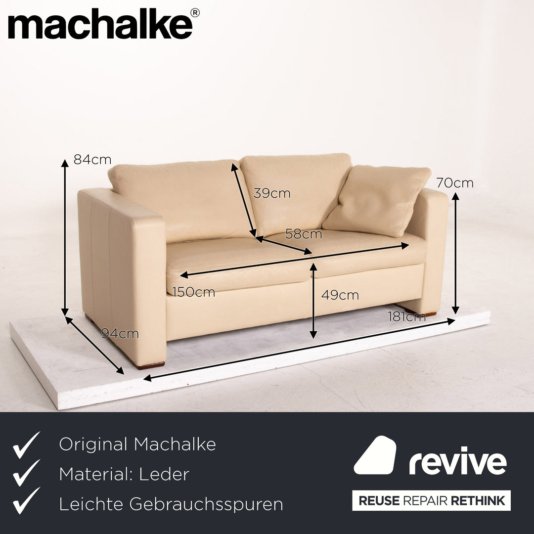 Machalke Leather Sofa Beige Two Seater Couch #14786