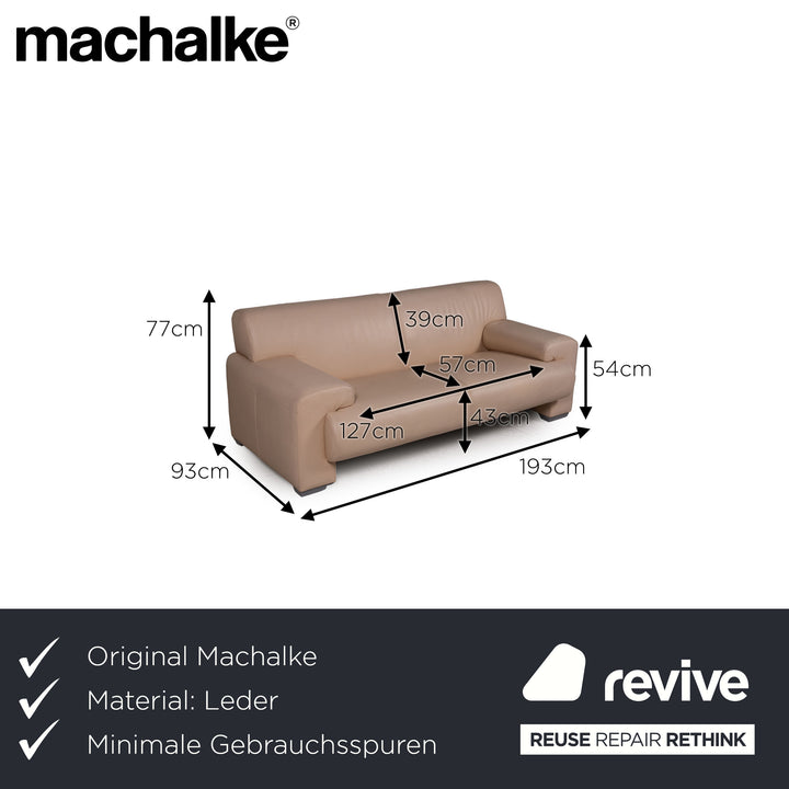 Machalke Ronda Leder Sofa Creme Zweisitzer Couch