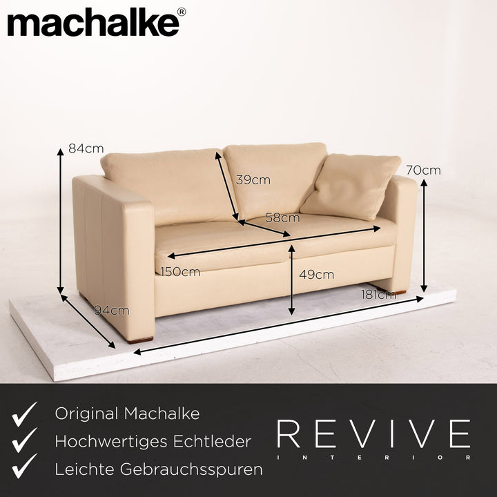 Machalke leather sofa set beige 1x three-seater 1x two-seater #15145