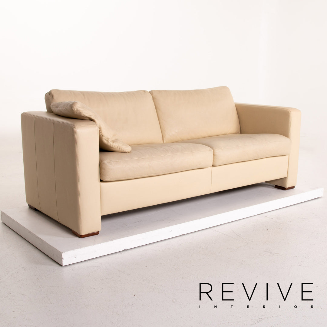 Machalke leather sofa set beige 1x three-seater 1x two-seater #15145