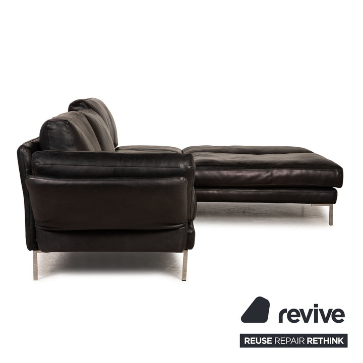 Machalke Sergio Leather Sofa Black Corner Sofa Couch Function