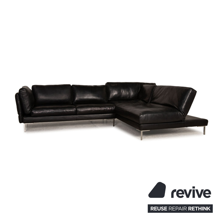 Machalke Sergio Leather Sofa Black Corner Sofa Couch Function