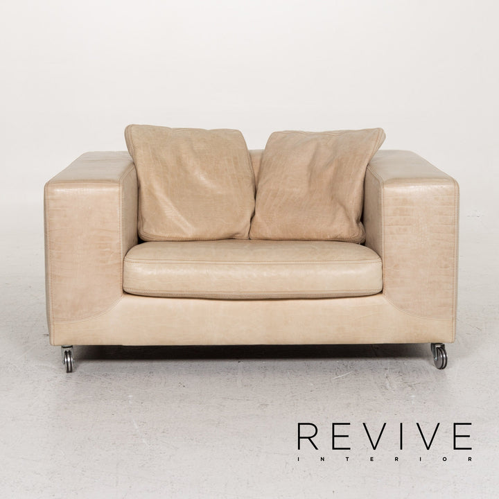 Fauteuil en cuir Machalke causeuse crème #13356