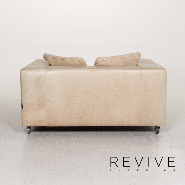 Fauteuil en cuir Machalke causeuse crème #13356