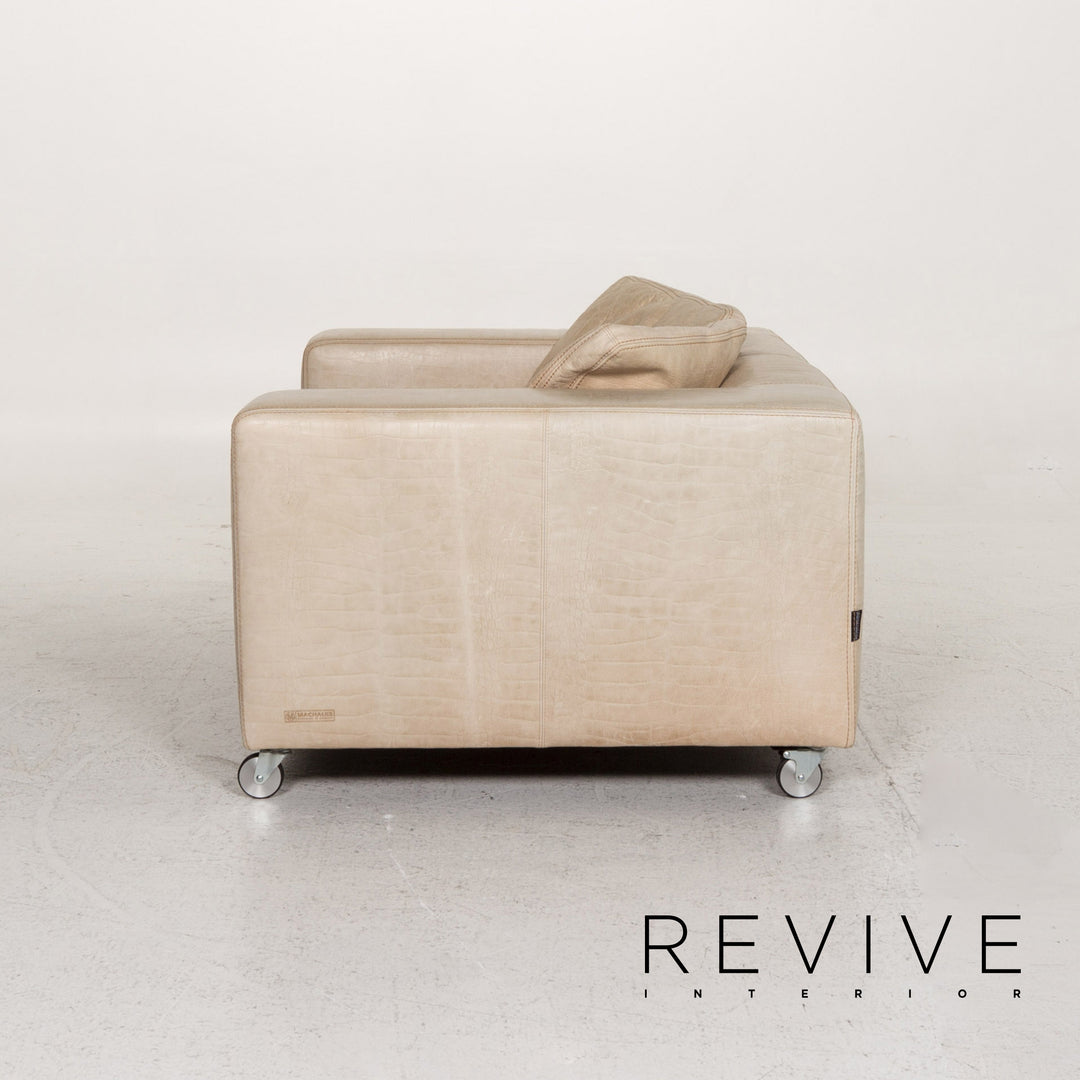 Fauteuil en cuir Machalke causeuse crème #13356