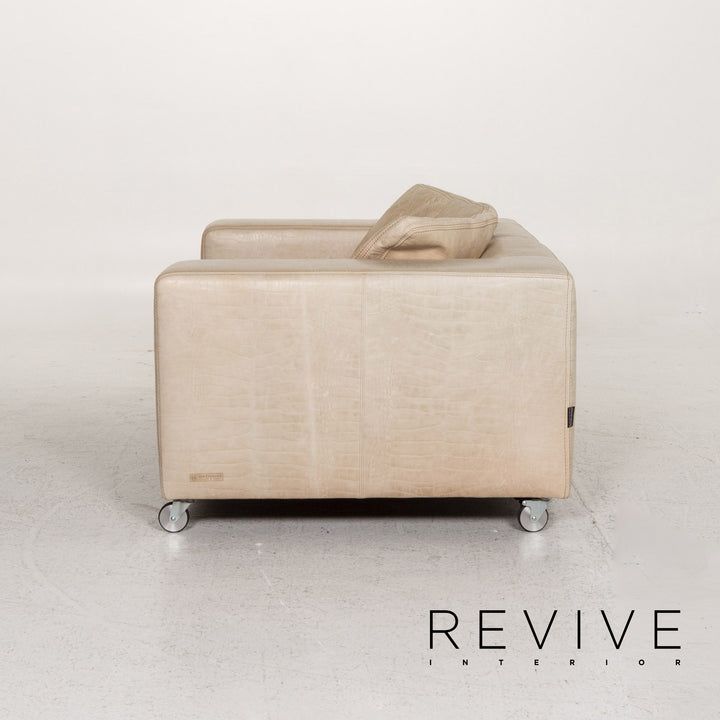 Fauteuil en cuir Machalke causeuse crème #13356