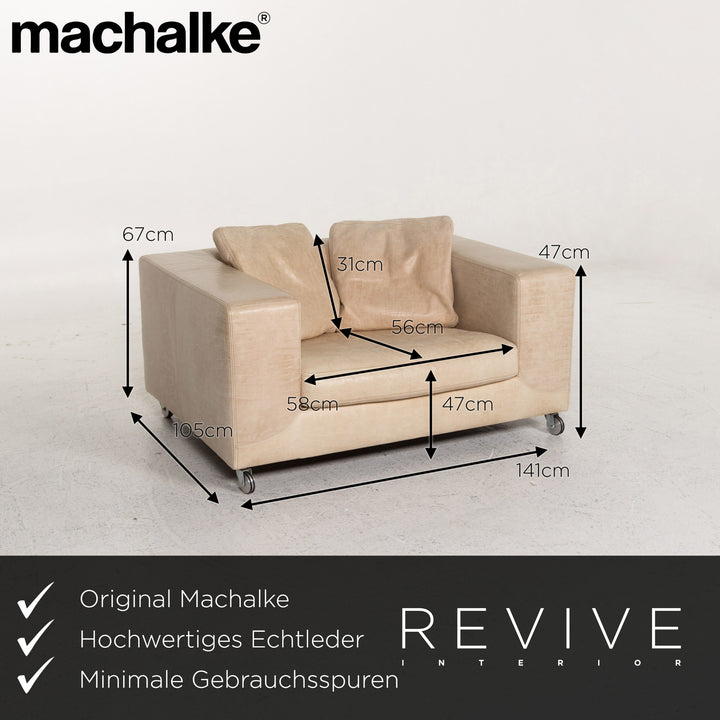 Fauteuil en cuir Machalke causeuse crème #13356