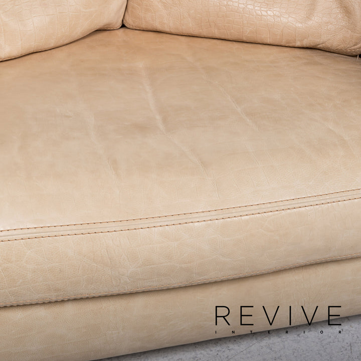 Fauteuil en cuir Machalke causeuse crème #13356