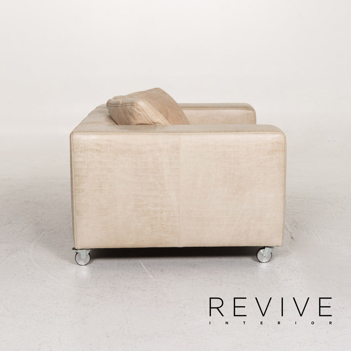 Fauteuil en cuir Machalke causeuse crème #13356