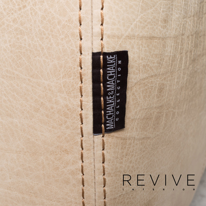 Fauteuil en cuir Machalke causeuse crème #13356