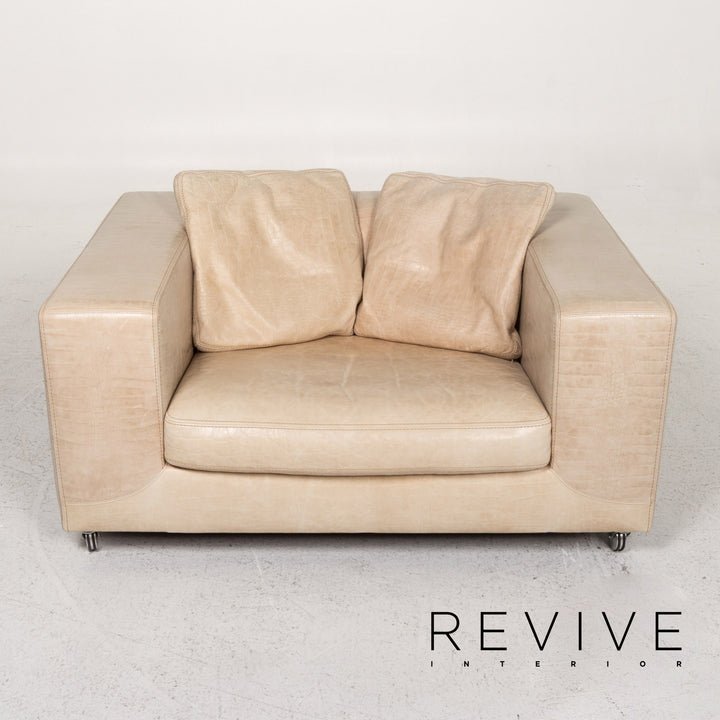 Fauteuil en cuir Machalke causeuse crème #13356