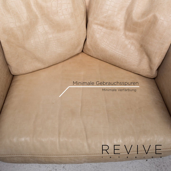 Fauteuil en cuir Machalke causeuse crème #13356