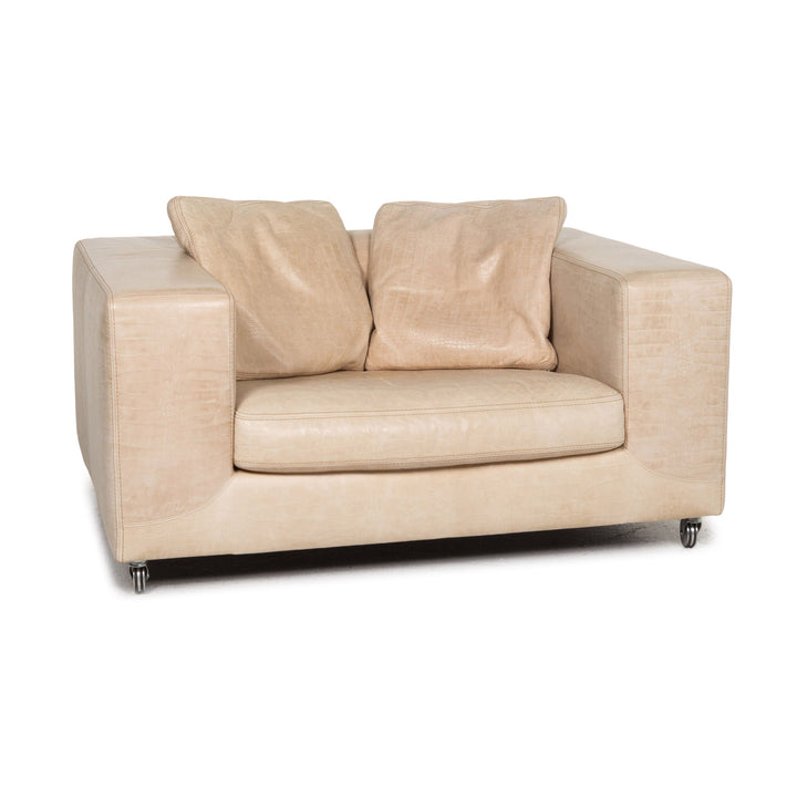 Fauteuil en cuir Machalke causeuse crème #13356