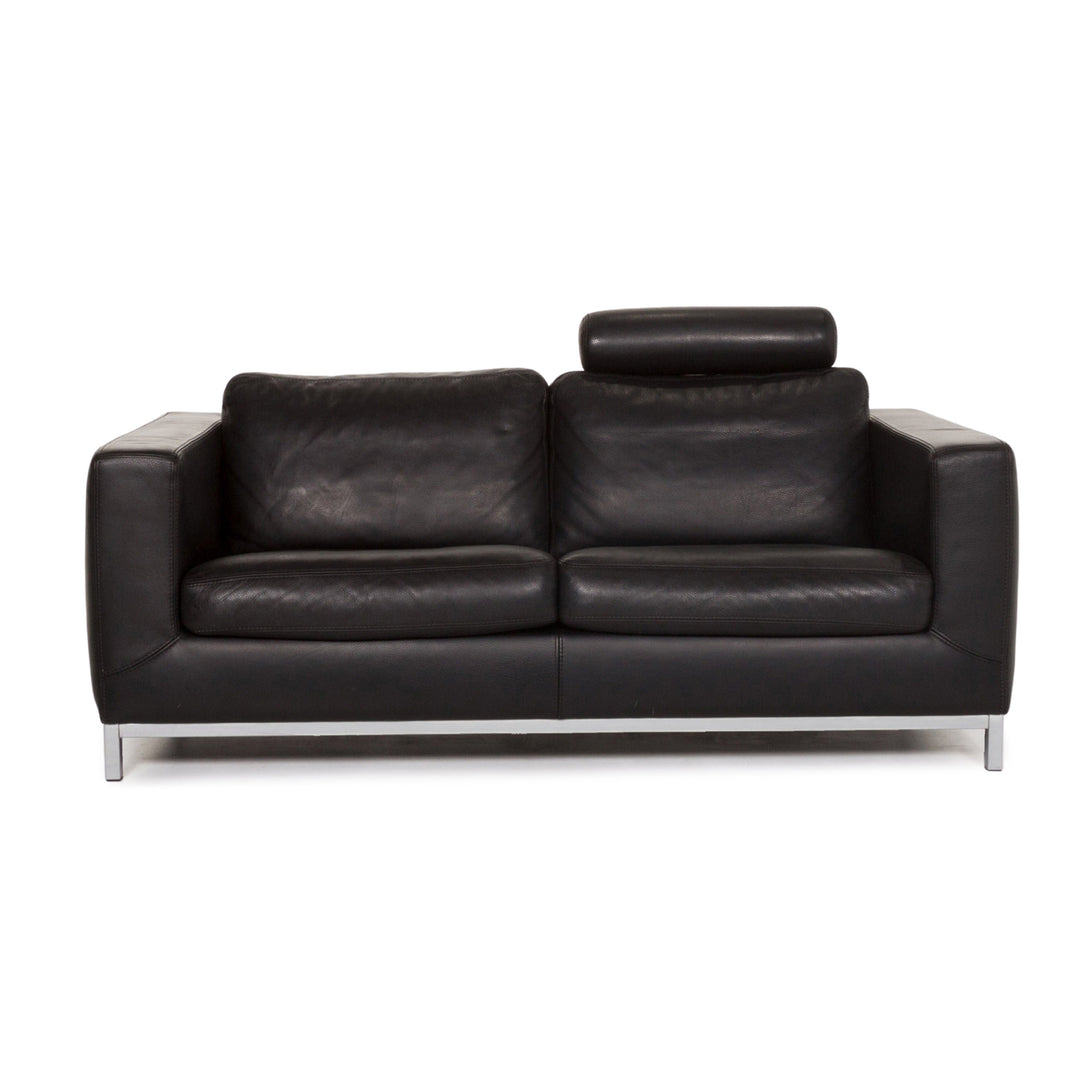 Machalke Manolito Leder Sofa Schwarz Dreisitzer Couch #13359