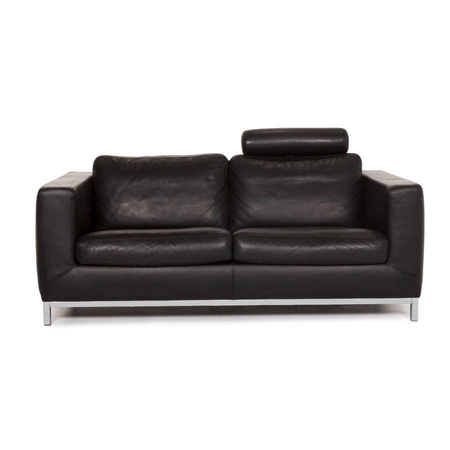 Machalke Manolito Leather Sofa Black Three Seater Couch #13359