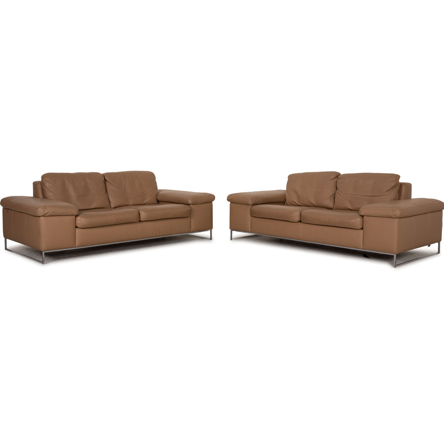 Machalke Monte Christo Leder Sofa Garnitur Beige Zweisitzer Beige Sofa Couch