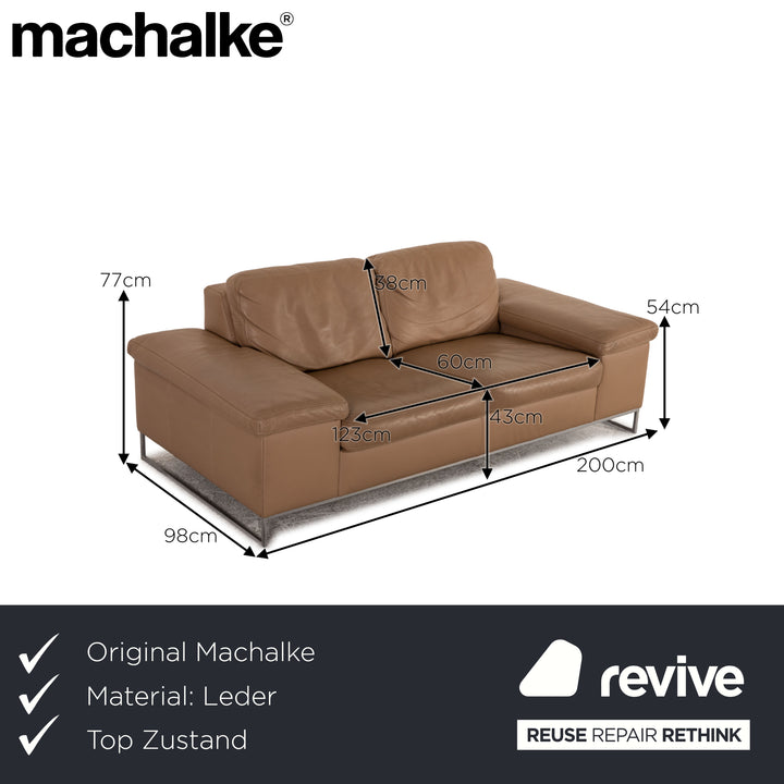 Machalke Monte Christo Leder Zweisitzer Beige Taupe Sofa Couch