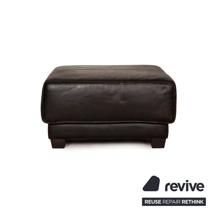 Tabouret en cuir Machalke Navaronne marron foncé