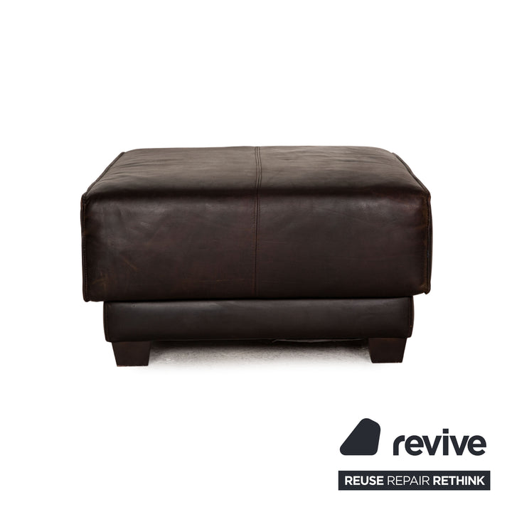 Tabouret en cuir Machalke Navaronne marron foncé