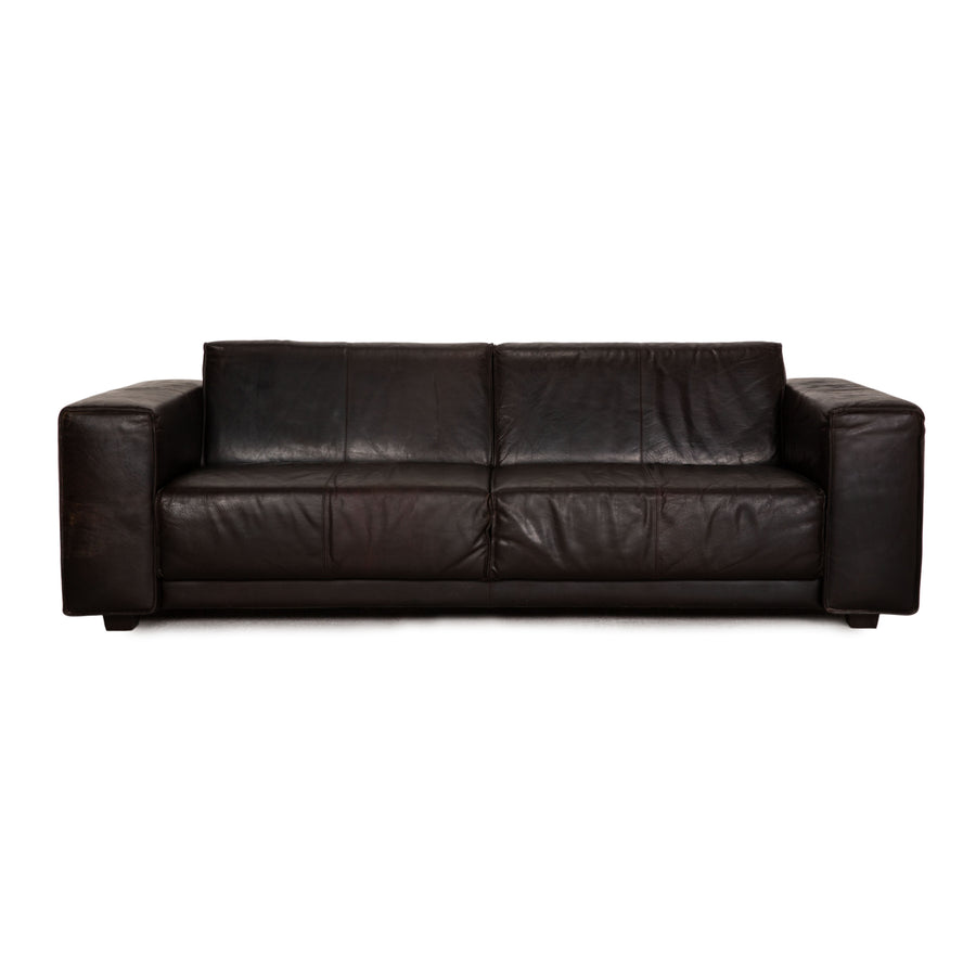 Machalke Navaronne Leather Sofa Dark Brown Three Seater Couch