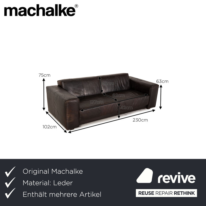 Ensemble de canapé en cuir Machalke Navaronne tabouret trois places marron foncé