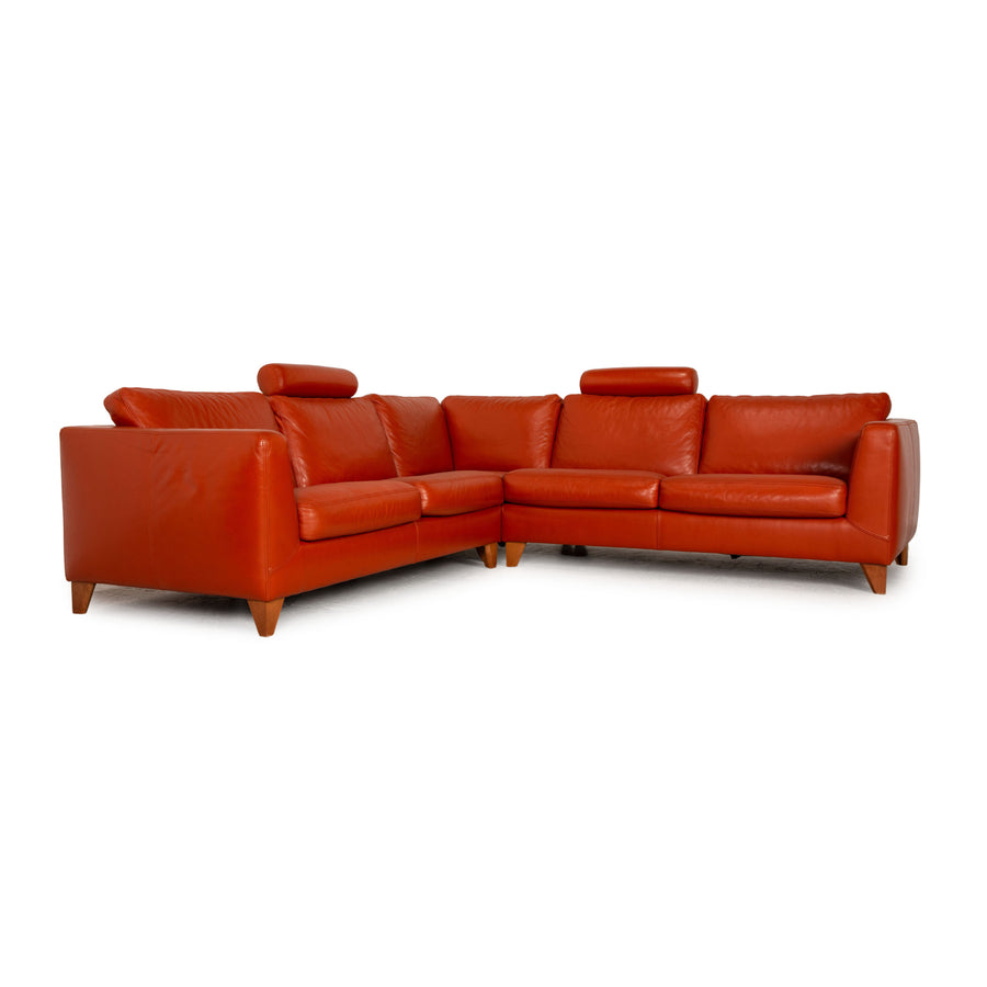 Machalke Pablo Leder Ecksofa Orange Couch Sofa