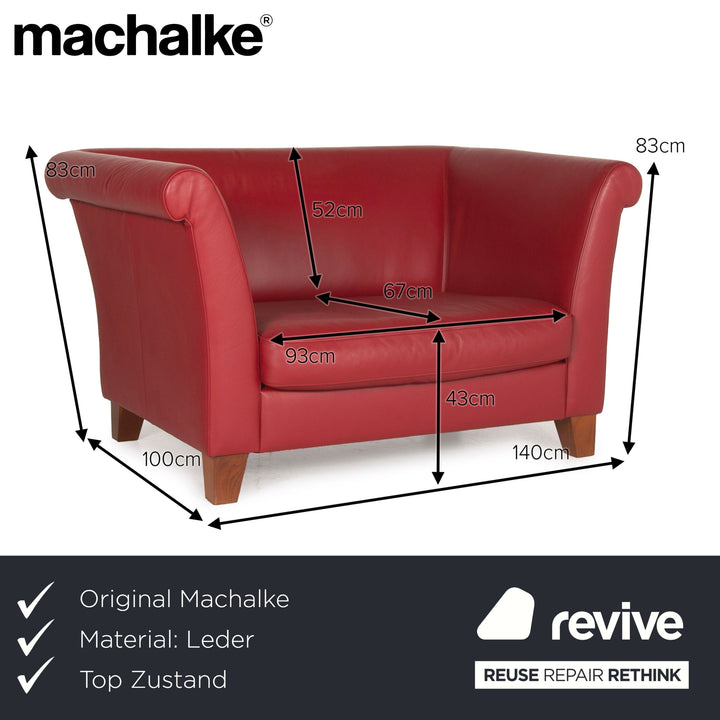 Machalke Ritz Fauteuil en cuir Rouge Vin Rouge Causeuse