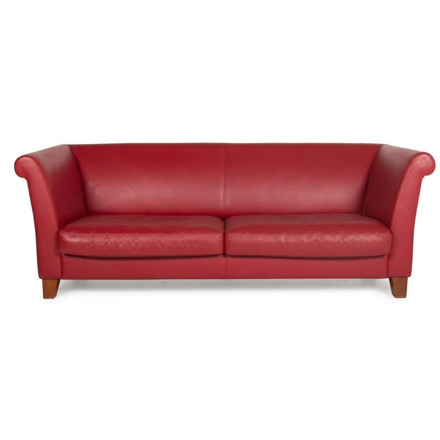 Machalke Ritz Leather Sofa Red Three Seater Burgundy