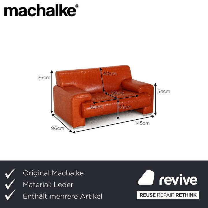 Machalke Ronda Leder Sofa Garnitur Orange Zweisitzer Sessel