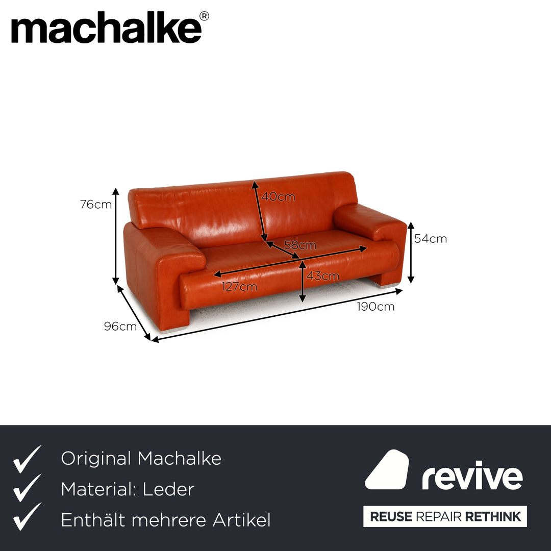 Machalke Ronda Leather Sofa Set Orange Two Seater Armchair