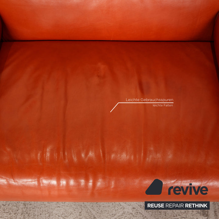 Machalke Ronda Leder Sofa Garnitur Orange Zweisitzer Sessel