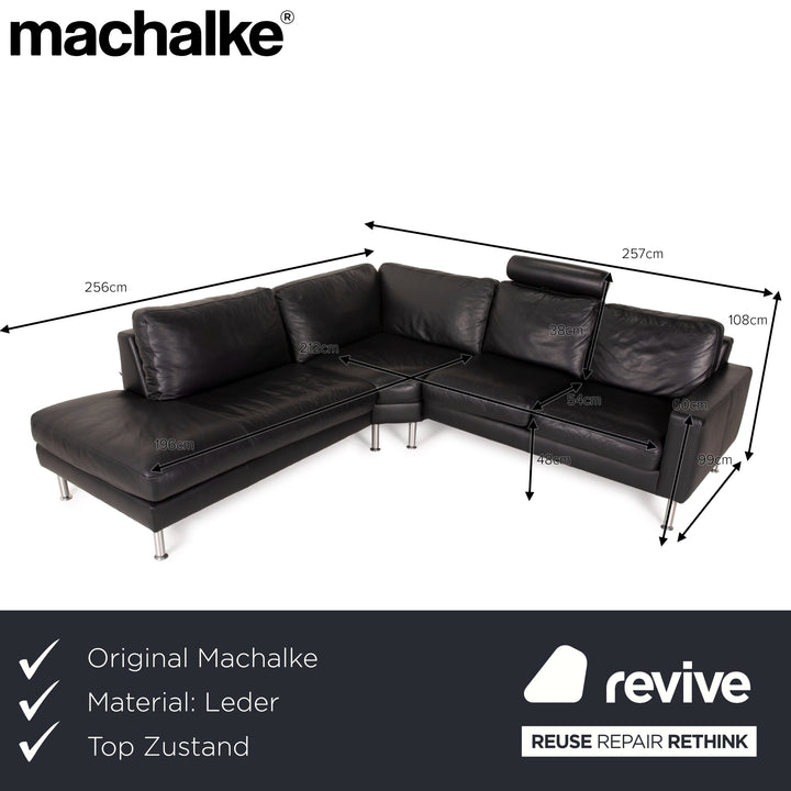 Machalke System Plus Leder Sofa Schwarz Ecksofa Couch