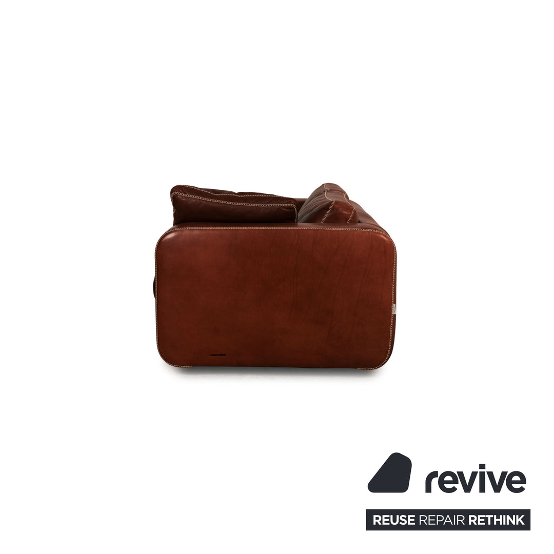 Canapé trois places en cuir marron Machalke Valentino
