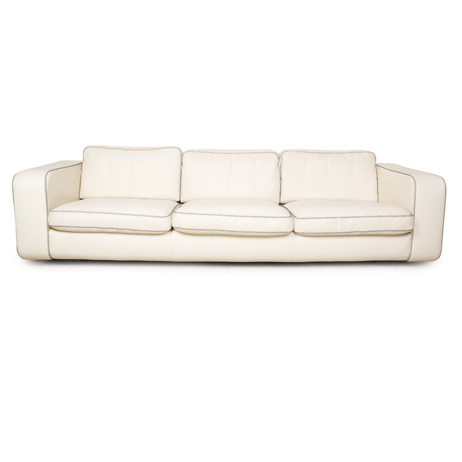Machalke Valentino Leather Three Seater Cream Sofa Couch